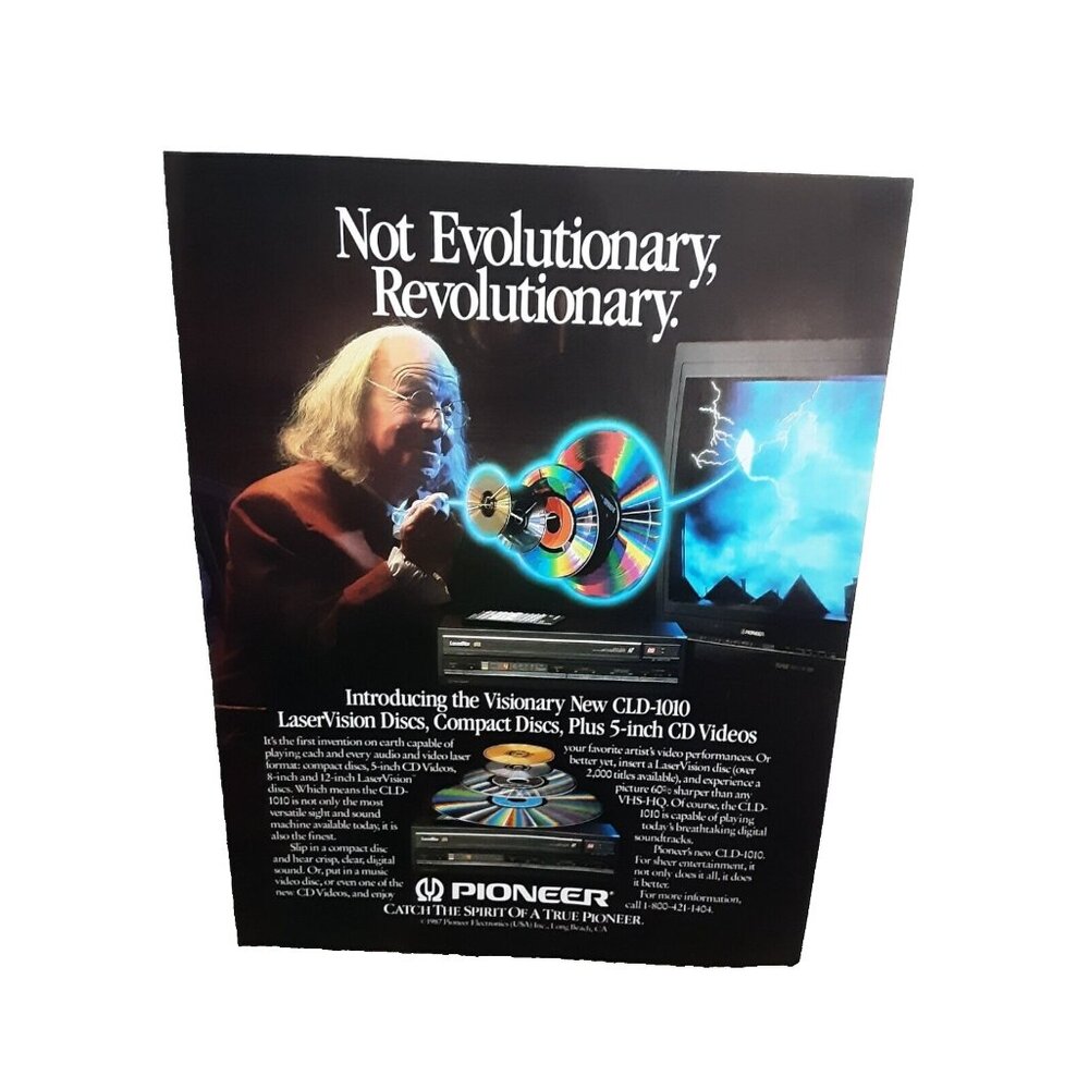 1987 Pioneer CLD 1010 Laser Compact Ben Franklin Original Print Ad Vintage 80s